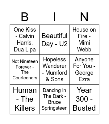 Friday Fun: Musical Bingo Card