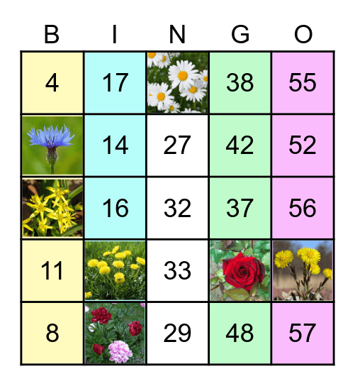IVD1                         Äntligen fredag! Blommor Bingo Card
