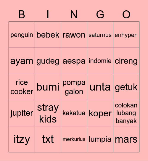 Bingo azura Bingo Card