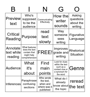 Chapter 2 + 3 Activity Bingo Card