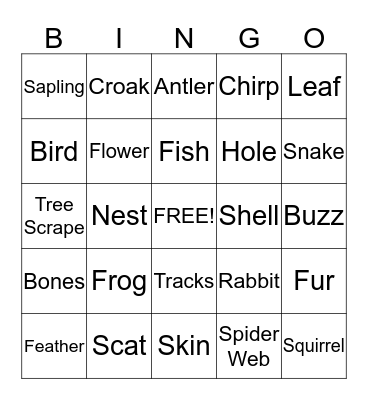 Plant and Animal Signs Bingo Card