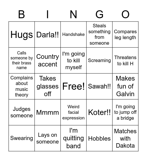Maddi Bingo Card
