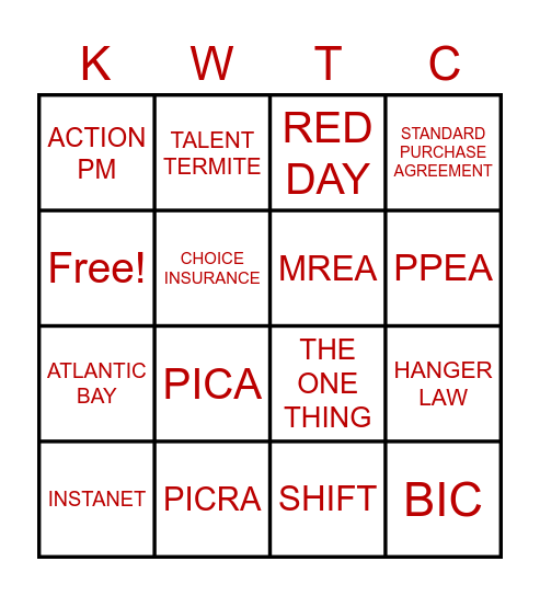 RED DAY BINGO Card