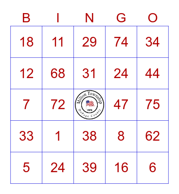 Milton Township Bingocize Bingo Card
