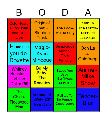 WEDDING SONG BINGO Card
