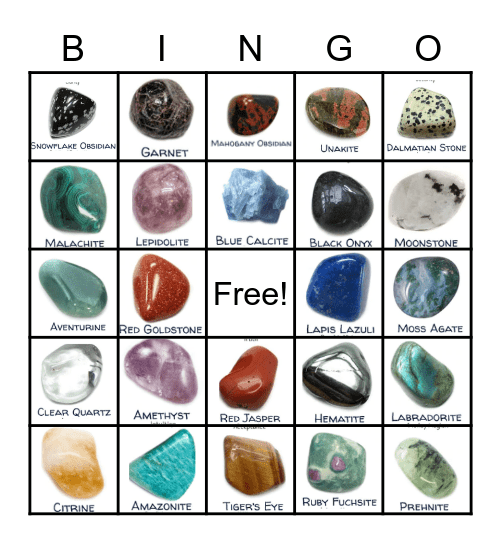 Mineral Bingo Card