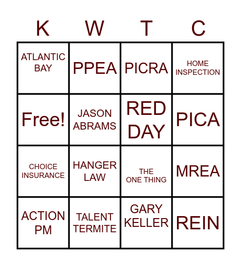 RED DAY BINGO Card
