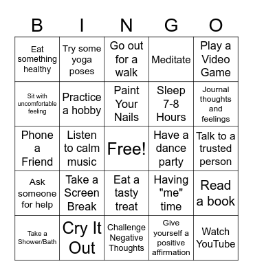 Self Care Bingo Card