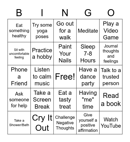 Self Care Bingo Card