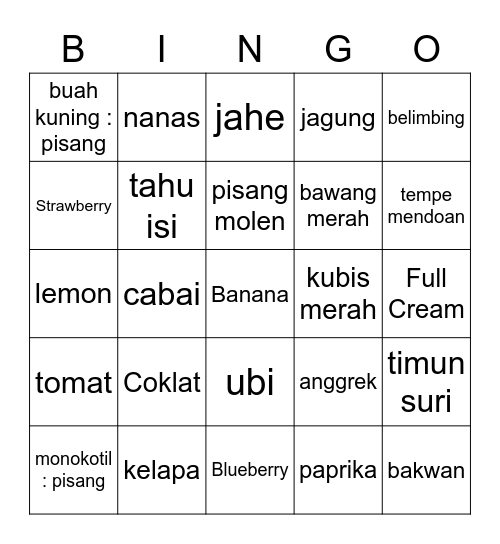 Bingo ONGSENWU Bingo Card