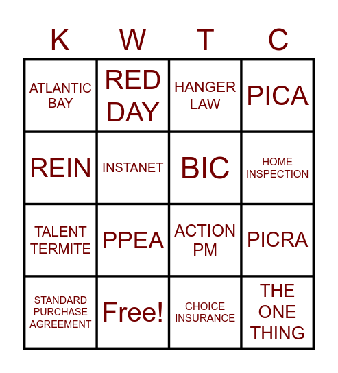 RED DAY BINGO Card