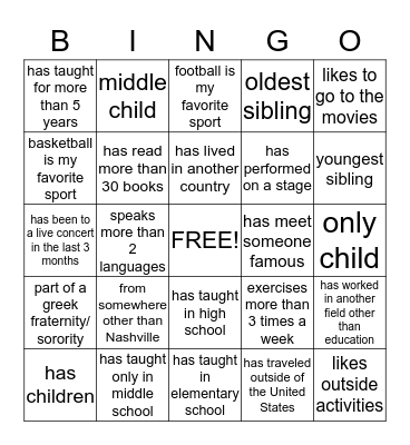 McKissack Bingo Card