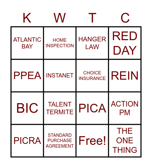 RED DAY BINGO Card