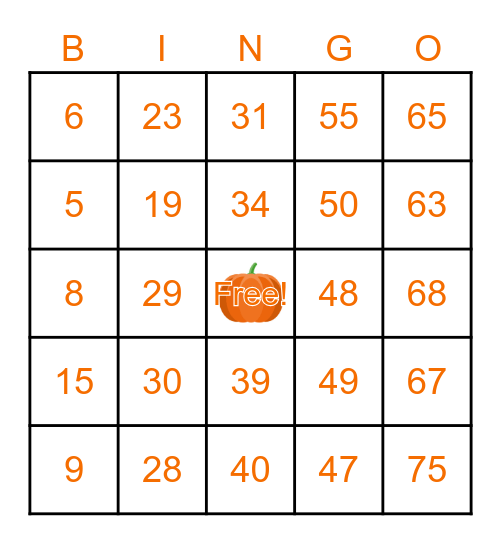 Halloween Bingo Card