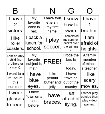 Getting-to-Know-You BINGO Card