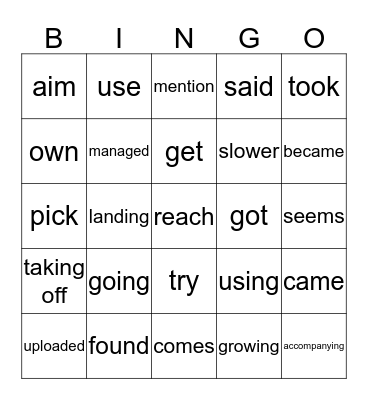 social media verbs 3 Bingo Card