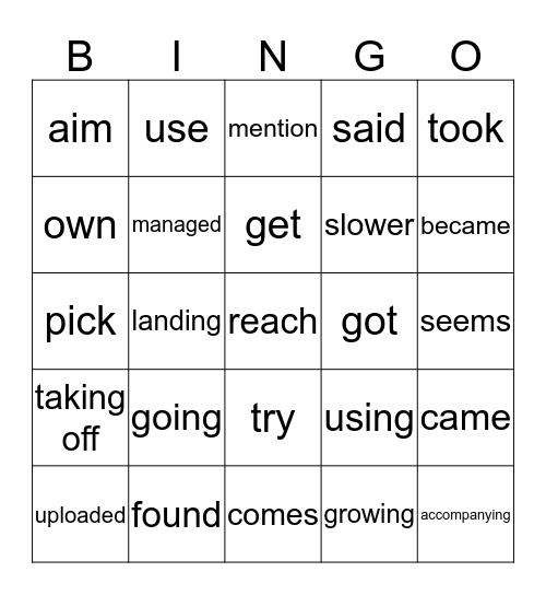 social media verbs 3 Bingo Card