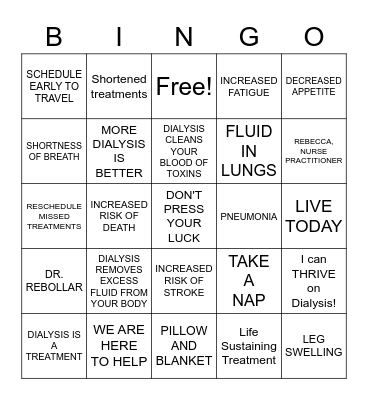 Shortened and Missed Treatments Bingo Card