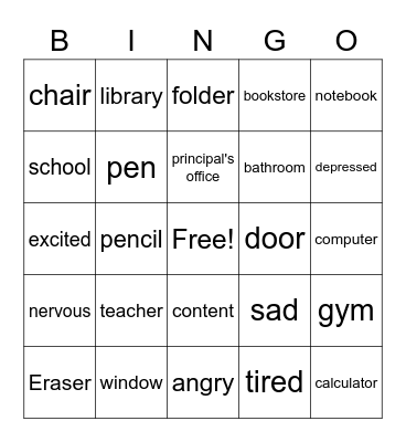 Unit 2 Lesson 2 Vocbulary Bingo Card