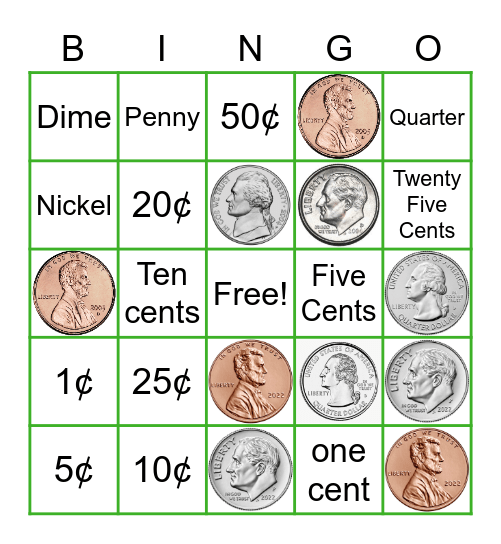 Money Bingo Card