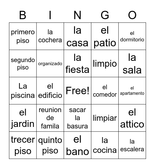 la casa Bingo Card