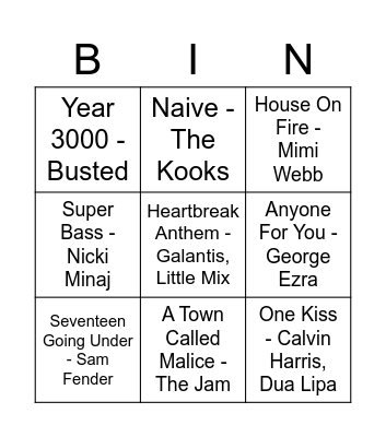 Friday Fun: Musical Bingo Card