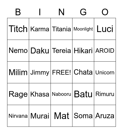 Pudding Praise Bingo Card