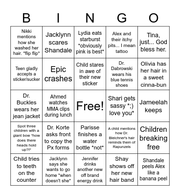 Pediatrics Bingo Card