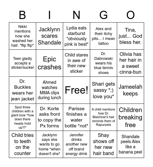 Pediatrics Bingo Card