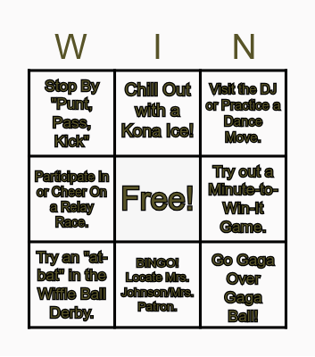 PRIDE DAY BINGO Card