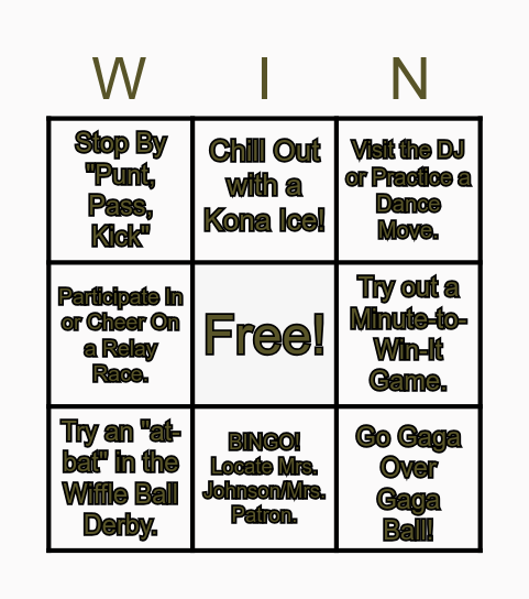 PRIDE DAY BINGO Card