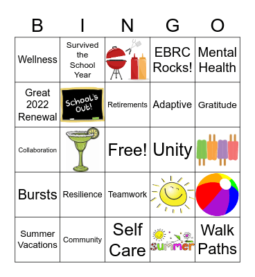 Schools Out Bingo! Bingo Card