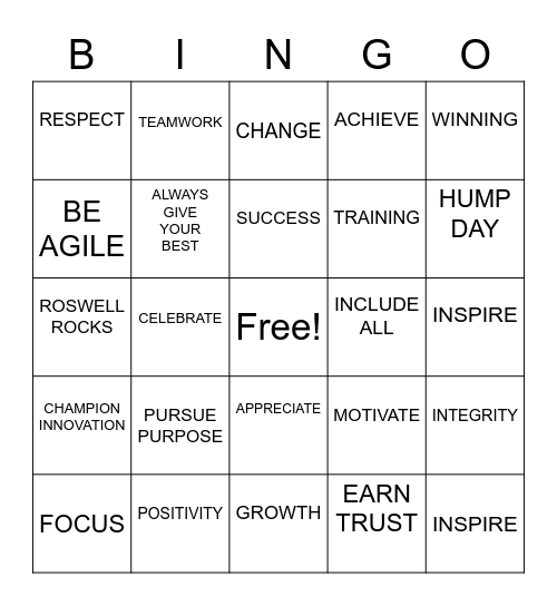 ROSWELL BINGO Card