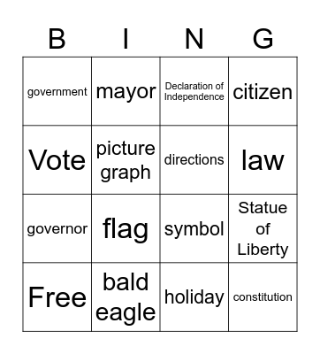 Social Studies Unit 5 Bingo Card