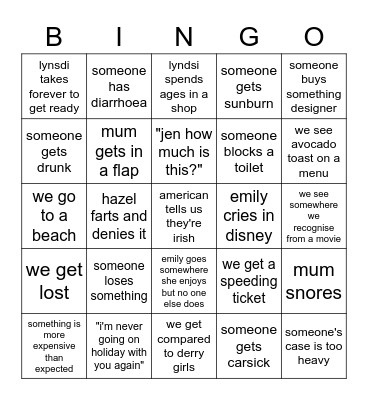 holiday bingo Card