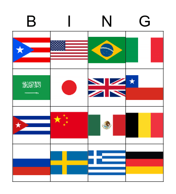 NATIONALITIES & COUNTRIES Bingo Card