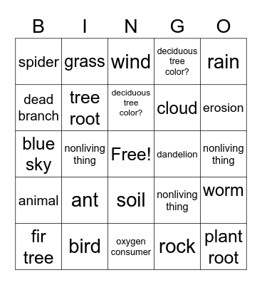 Outdoor Bingo Card