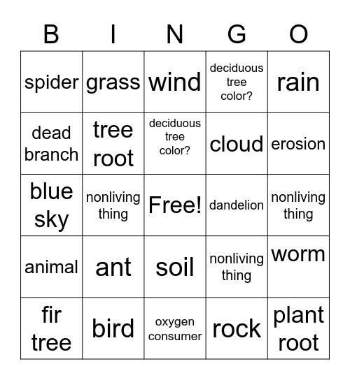 Outdoor Bingo Card