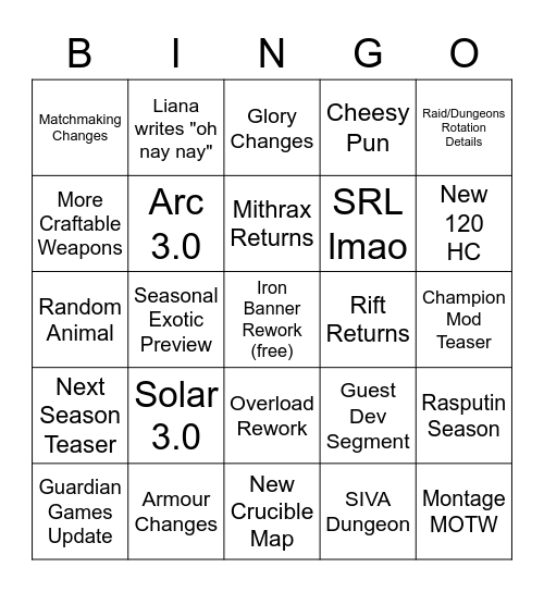 TWAB Bingo Card