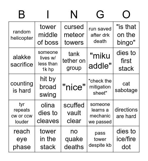 beating up an old man and angry himbo Bingo Card