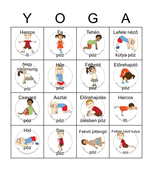 Yoga Bingo Card