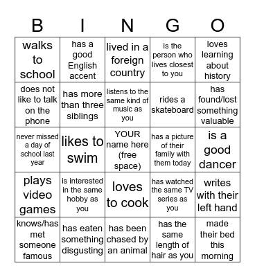 2-11 People BINGO Card