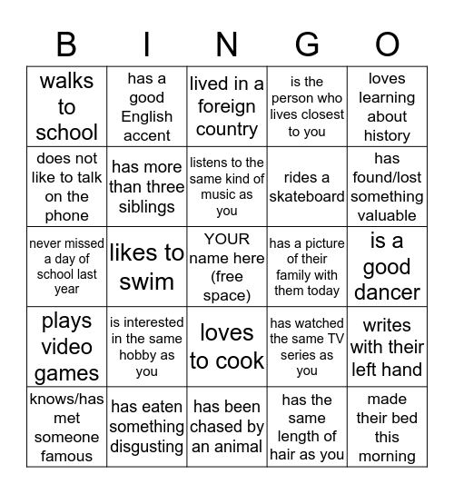 2-11 People BINGO Card