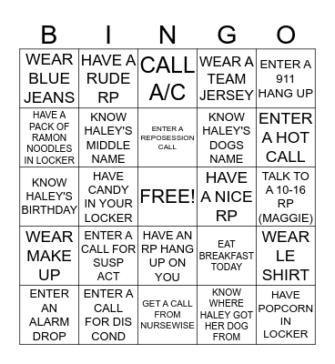 HALEY'S BIRTHDAY BINGO Card
