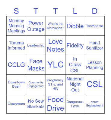 South Texas Teen Leadership & Development Bingo Card