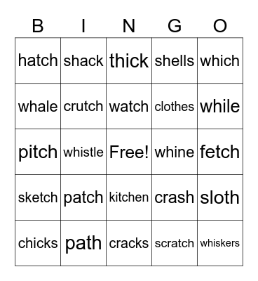 SOAR 2 Digraphs Bingo Card