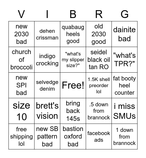 #viberg-talking Bingo Card