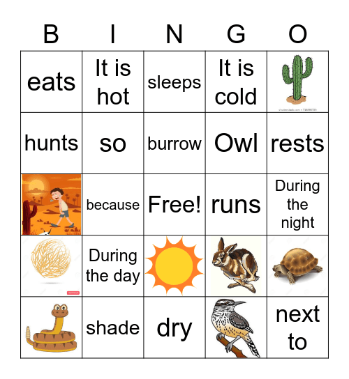 Desert Bingo Card