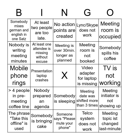 Meeting Bingo Card