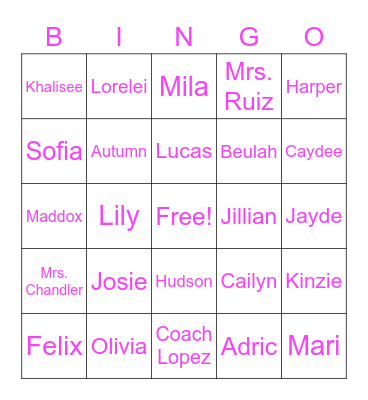 3RD-5TH BINGO Card